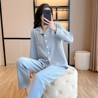 Womens Thickened Solid-Color AutumnWinter Loungewear Set With Long Sleeves