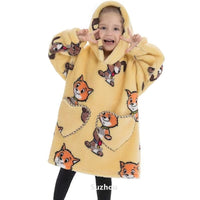 Boys And Girls Comfortable Cotton Velvet Cold-proof Clothes Lazy Blanket Hooded Plus-sized Thickened Blanket Lazy Clothes Children's Sleepwear