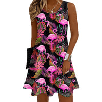 Sleeveless 3D Digital Print French-style Slip Dress
