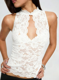 Neck-hanging Lace Sheer Sexy Top For Women