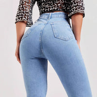 New Slim Fit Stretch Fashion Light Color Bell-bottom Pants Women