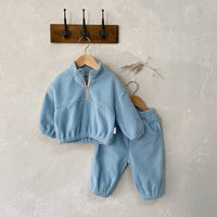 Spring Baby Double-sided Velvet Stand Collar Sports Suit