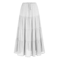 High-waisted Elastic-waist Tie-closure Loose-fit Patchwork Skirt