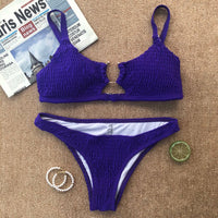 Hot Selling Solid Color Pleated Cutout Bikini