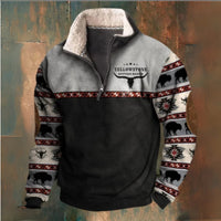 Zipper Sweater Men's Spring And Autumn Printed Turtleneck