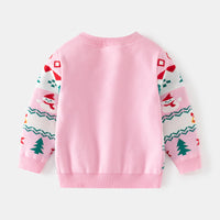 Girls' Holiday Round Neck Sweater Baby Snowman Knitted Top