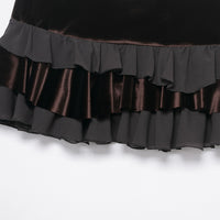 New Autumn Womens Velvet Patchwork Layered-Design Mini Skirt
