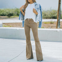Women's Denim High Waist Mop Retro Flared Pants