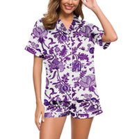 Cardigan Pajamas With Short Sleeves Cozy Casual Loungewear Set