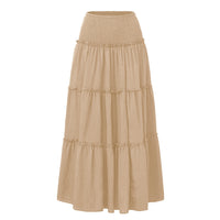 Three Tier Ruffled Cotton Linen Maxi Dress