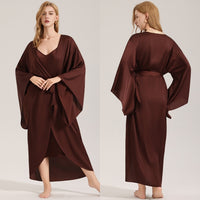 Womens Simple Satin Chiffon Camisole And Robe Set