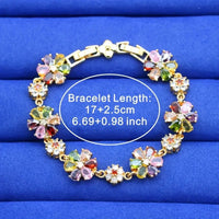 Four-leaf Flower Colorful Zircon Bracelet For Women