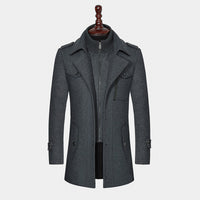 Fashion Double Collar Standard Wool Coat Men's Jacket