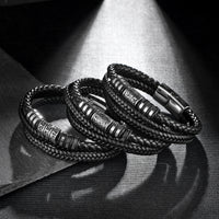 Stainless Steel Multi-Layer Leather Men's Bracelet