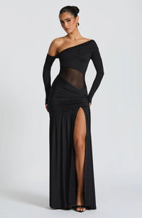 Slim-fit Round-neck Pleated Sheath Irregular Mesh Sleeveless Dress