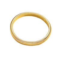 Womens Gold-Colored Stretch Stainless Steel Snake-Chain Wide Bracelet