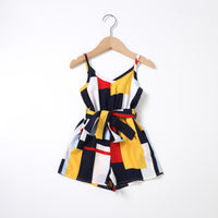 Printed V-neck Suspender Bodysuit For Women And Girls