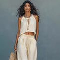 Women's Sleeveless Tank Top And Wide-Leg Pants Set