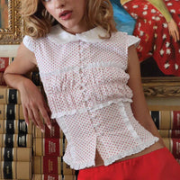 Polka Dot Lace Stitching Shirt Women's Top