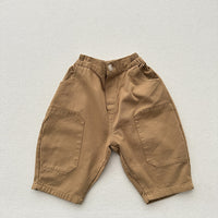 Line Pressing Baggy Pants Washed-out Vintage Patch Cropped Casual Pants