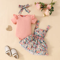 Newborn Short Sleeve Triangle Rompers Suspender Skirt Outfit