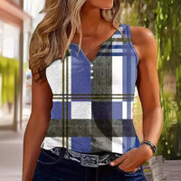 V-neck Buttons Sleeveless 3D Digital Casual Loose Vest