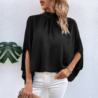 European And American-style Irregular Lace-up Half-turtleneck Shirt