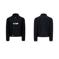 Double-layer Collar Design Black Coat