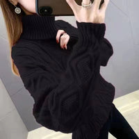 Women's Two-lapel Korean Style Lazy Style Solid Color Thick Twist Sweater