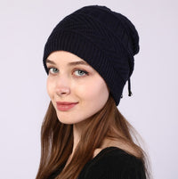 Fleece Knitted Wrap Head Pile Hat Women's Confinement Hat