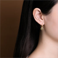 Sterling Silver Gold Plated Hetian Jade Exquisite Earrings Simple Fashion Gold Earrings