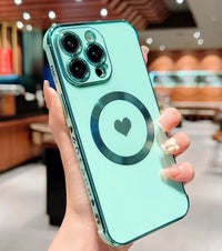 Phone Case Side Love Magnetic Suction Shell Hollow Double Love Protective Cover