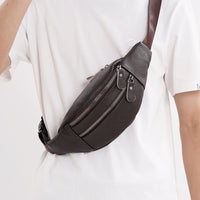 Genuine Leather Men's Belt Bag First Layer Cowhide Multi-functional Crossbody
