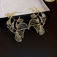 Vintage Flower Tassel Metallic Stud Earrings, Luxury Elegant Ear Jewelry