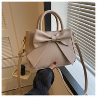 Fashionable Retro Bow-Trimmed Small Square Handbag Crossbody Or Shoulder Style