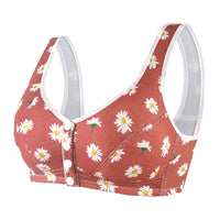 Women's Printed Wireless Wide Shoulder Strap Vest-style Soft Cotton Front Buckle