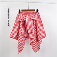 College Style Plaid Irregular Dance Skirt