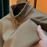 Men's Stand Collar Long Sleeve Turtleneck Zipper Top