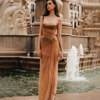 Slant-neck Sleeveless Midi Dress For Women