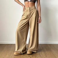 Women's High-waisted Vertical-striped Wide-leg Pants