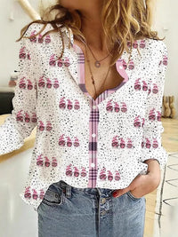 Creative Love Valentine's Day Element Pattern Long Sleeve Women's Shirt