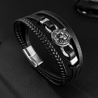 Tiger Head Multi-Layer Braided Leather Bracelet
