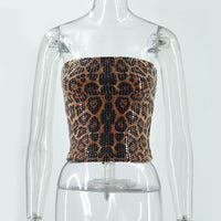 Women's Leopard Print Sequined Bandeau Slim-fit Inner Vest