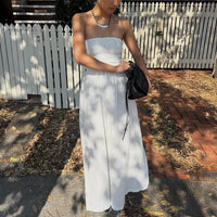 Vacation Off-Shoulder Ruched High-Waist Maxi Dress