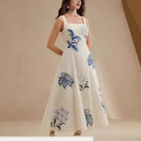 Strapless 3D Floral Print Minimalist Dress