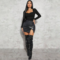 Simple Square-neck Slim-fit Slimming Base Top
