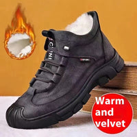 Winter Fleece-lined Thick High Waist Casual Cotton-padded Shoes Men's Hiking Shoes