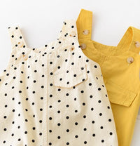 Baby Polka Dot Solid Color Shoulder Strap Overalls
