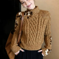 Unique Subtly Mature Niche Knit Sweater With A Distinctive Non-overlapping Printsoft Stylish And Beautifully Designed