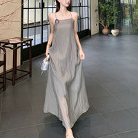 Irregular Halter Top And Slip Dress Set